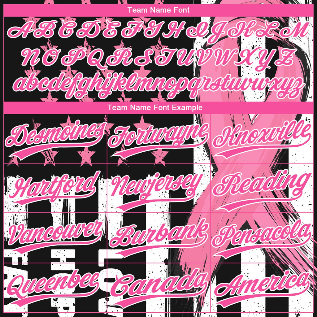 Custom Black Pink-White American Flag With Pink Ribbon Breast Cancer Awareness Month Women Health Care Support Two-Button Unisex Softball Jersey