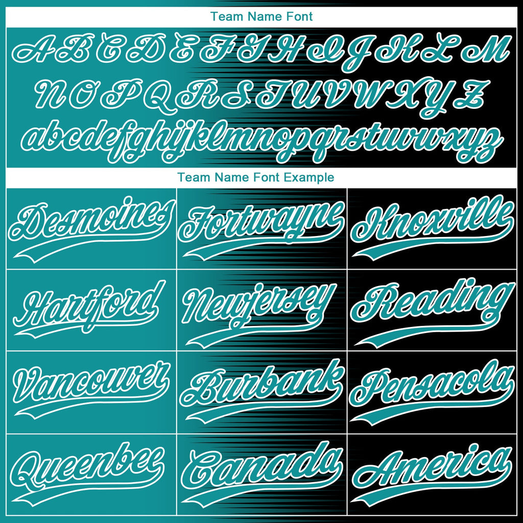 Custom Black Teal-White Gradient Horizontal Stripe Two-Button Unisex Softball Jersey