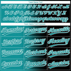 Custom Black Teal-White Gradient Horizontal Stripe Two-Button Unisex Softball Jersey