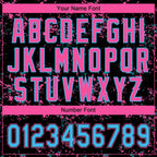 Custom Black Sky Blue Pink-Light Blue Abstract Shattered Paint Splatter Two-Button Unisex Softball Jersey