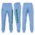 Custom Light Blue Kelly Green Fleece Jogger Sweatpants