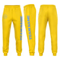 Custom Gold Light Blue Fleece Jogger Sweatpants