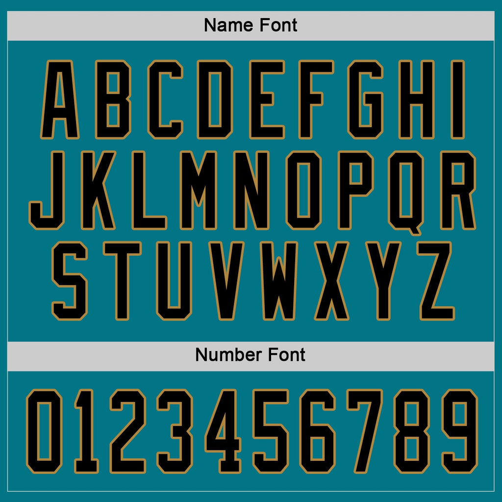 Custom Teal Black-Old Gold Hockey Jersey