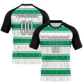 Custom White Black-Kelly Green Abstract Shape Sublimation Volleyball Uniform Jersey
