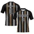 Custom Black Old Gold-White Geometric Shape Sublimation Volleyball Uniform Jersey