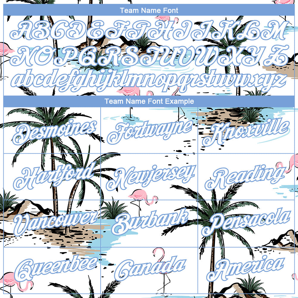 Custom White White-Light Blue 3D Pattern Design Hawaii Palm Trees Performance T-Shirt