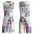 Custom White White-Black Round Neck Sublimation Basketball Uniform Jersey