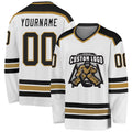 Custom White Black-Old Gold Hockey Jersey