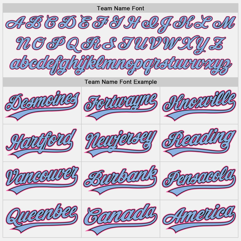 Custom White Light Blue Pinstripe Light Blue Black-Pink Authentic Baseball Jersey