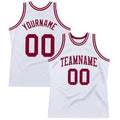Custom White Maroon Authentic Throwback Basketball Jersey