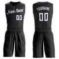 Custom Black White Round Neck Basketball Uniform Jersey