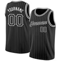 Custom Black White Pinstripe Black-White Authentic Basketball Jersey