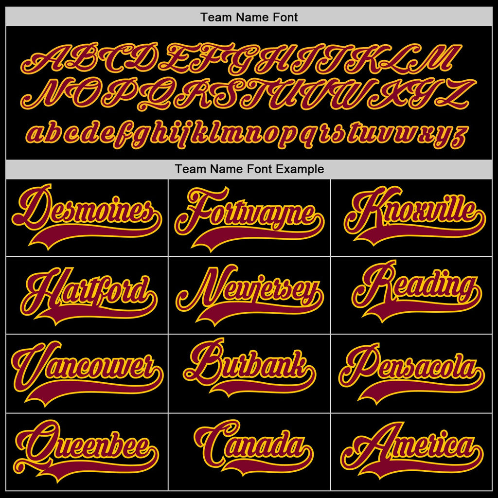 Custom Black Maroon-Gold Hockey Jersey