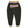 Custom Black Purple-Gold Sports Pants