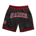 Custom Black Red Pinstripe Black-White Authentic Basketball Shorts