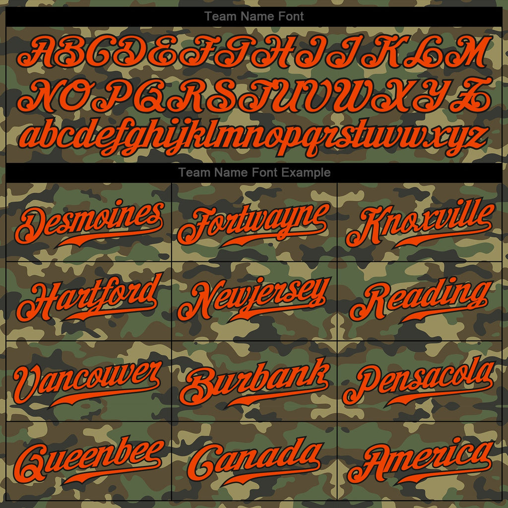 Custom Camo Orange-Black Authentic Salute To Service Baseball Jersey