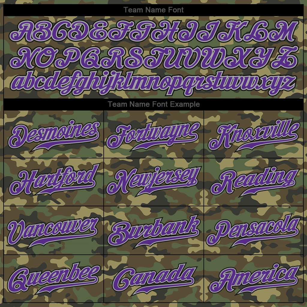 Custom Camo Purple-Black Authentic Salute To Service Baseball Jersey