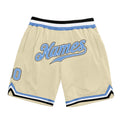 Custom Cream Light Blue-Black Authentic Throwback Basketball Shorts