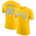 Custom Gold Light Blue-White Performance T-Shirt