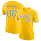 Custom Gold Light Blue-White Performance T-Shirt