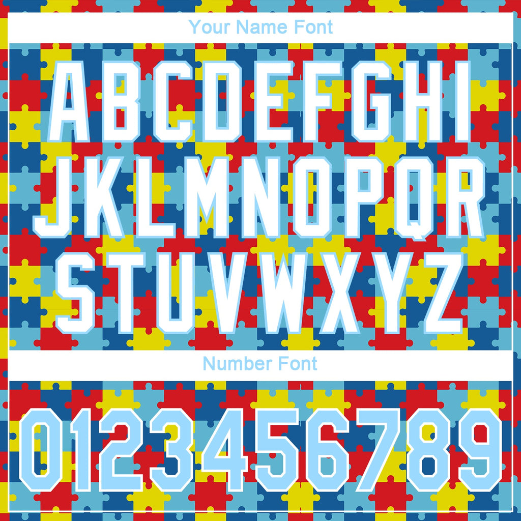 Custom Autism Supporter Awareness Puzzle Pieces Light Blue-White 3D Performance T-Shirt