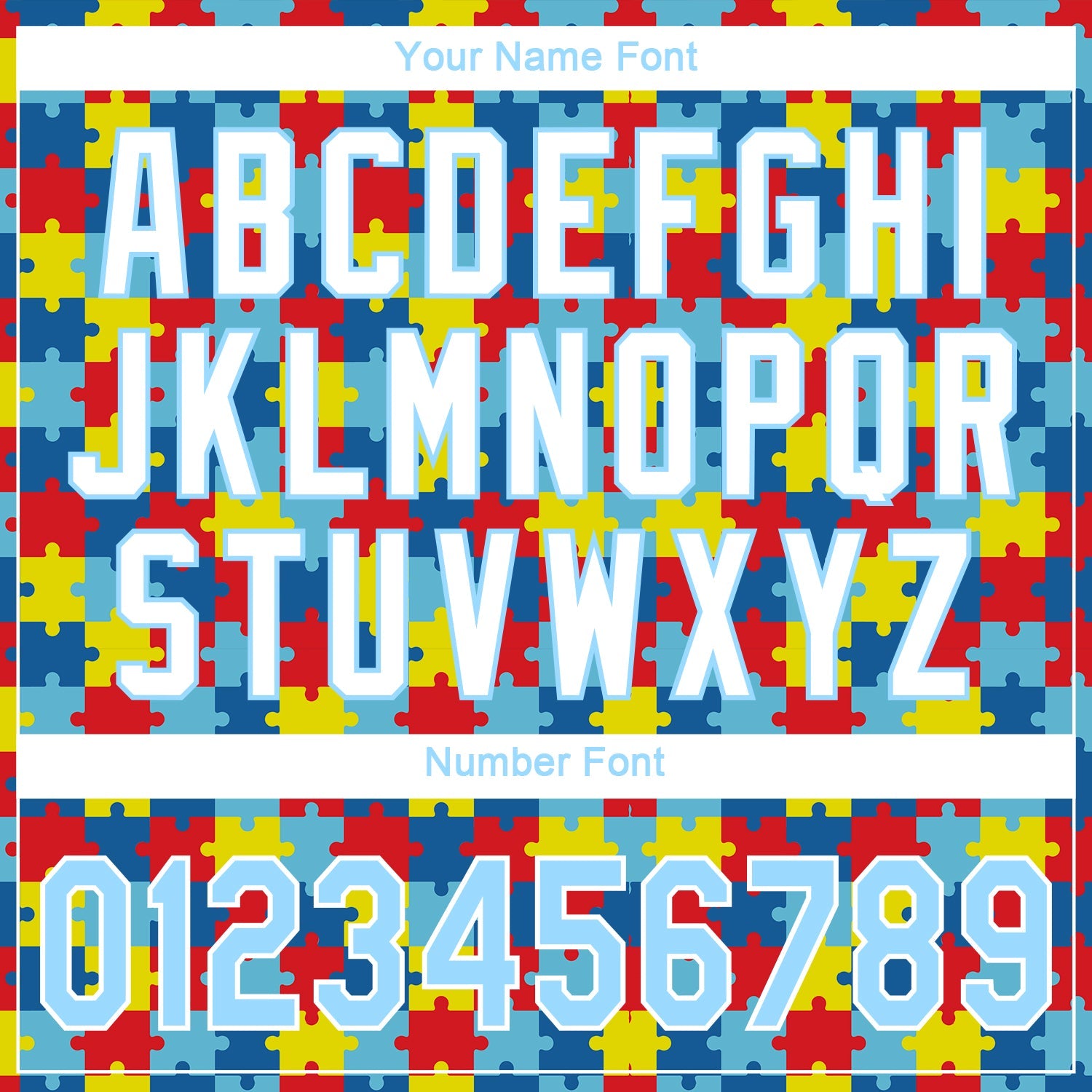 Custom Autism Supporter Awareness Puzzle Pieces Light Blue-White 3D Performance T-Shirt