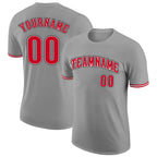 Custom Gray Red-Black Performance T-Shirt