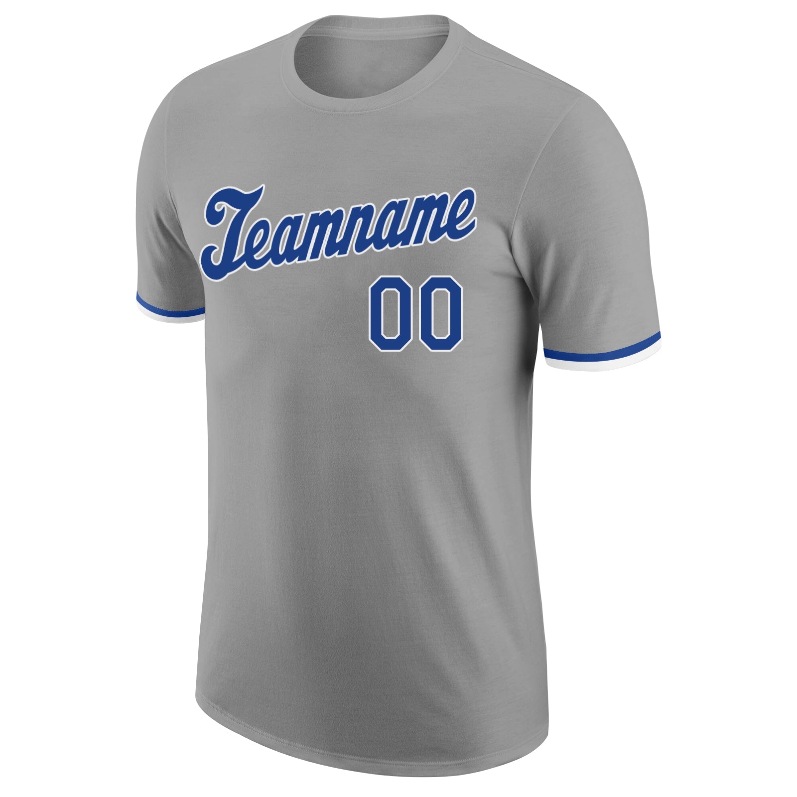 Custom Gray Royal-White Performance T-Shirt