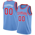 Custom Light Blue Red-White Round Neck Rib-Knit Basketball Jersey