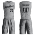 Custom Gray Black Round Neck Basketball Uniform Jersey