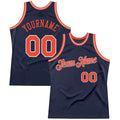 Custom Navy Orange-Gray Authentic Throwback Basketball Jersey