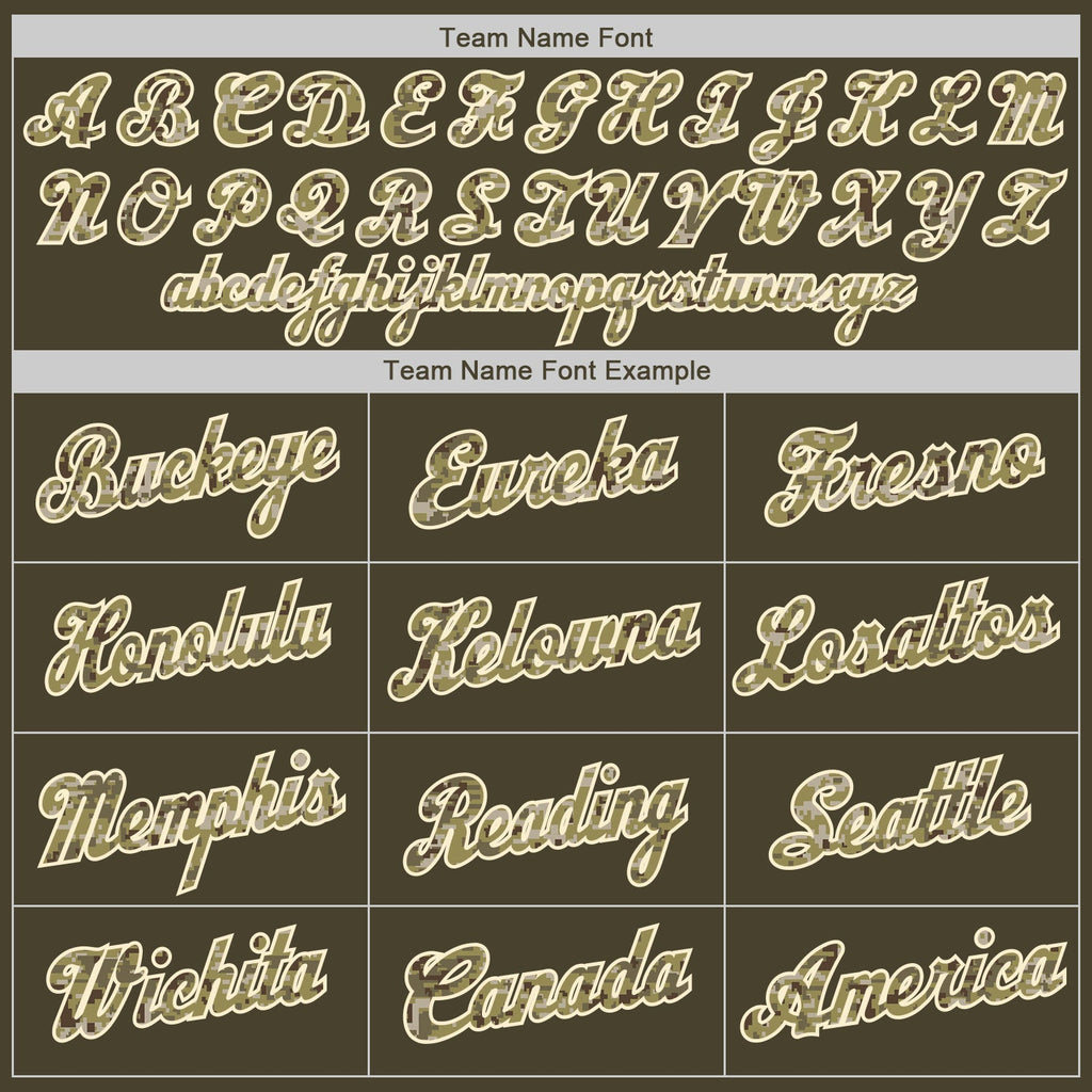 Custom Olive Camo-Cream Authentic Throwback Rib-Knit Salute To Service Baseball Jersey Shirt