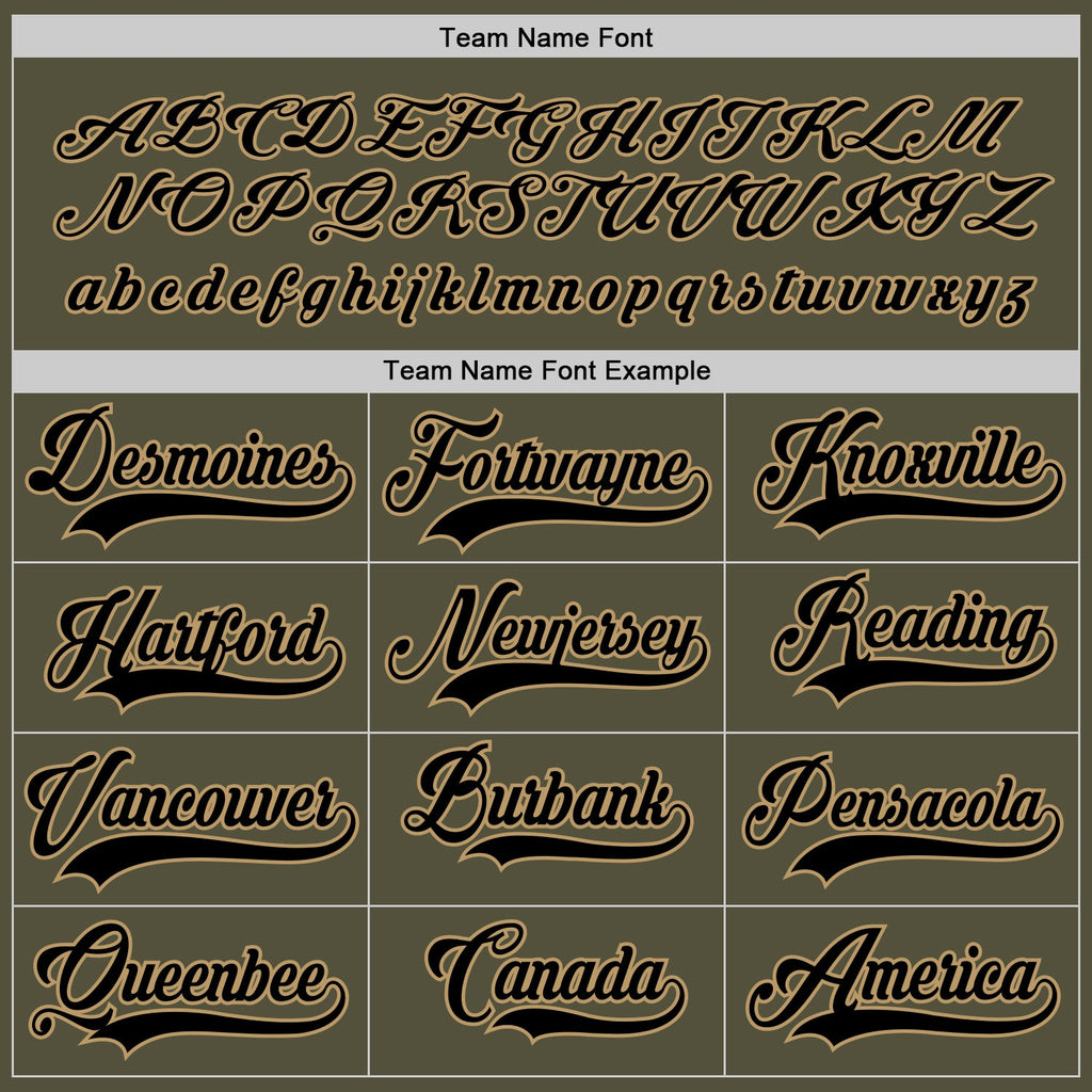 Custom Olive Black-Old Gold Salute To Service Hockey Jersey
