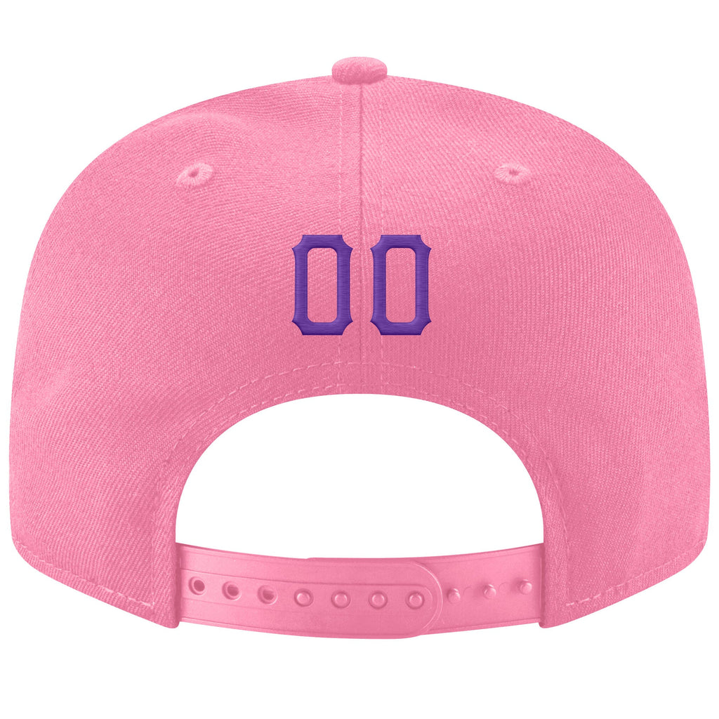 Custom Pink Purple-White Stitched Adjustable Snapback Hat