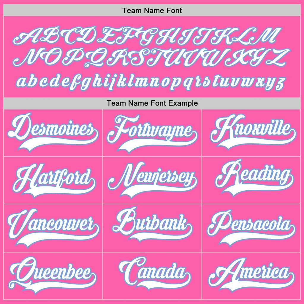 Custom Pink White-Light Blue Hockey Jersey