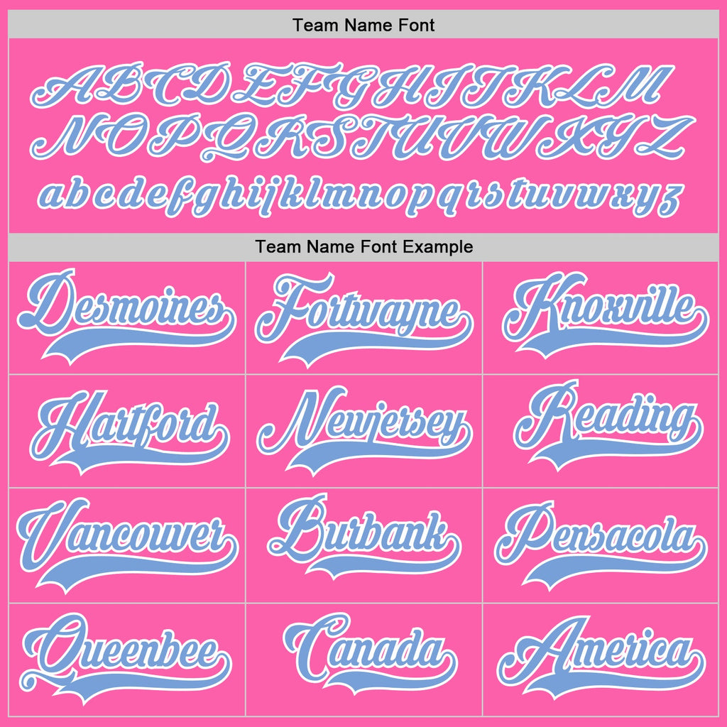 Custom Pink Light Blue-White Hockey Jersey
