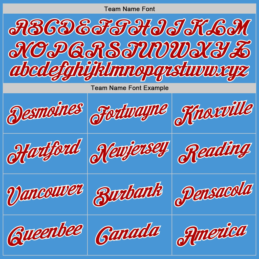 Custom Powder Blue Red-White Performance T-Shirt