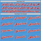 Custom Powder Blue Red-White Performance T-Shirt