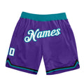 Custom Purple White-Teal Authentic Throwback Basketball Shorts