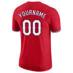Custom Red White-Royal Performance T-Shirt