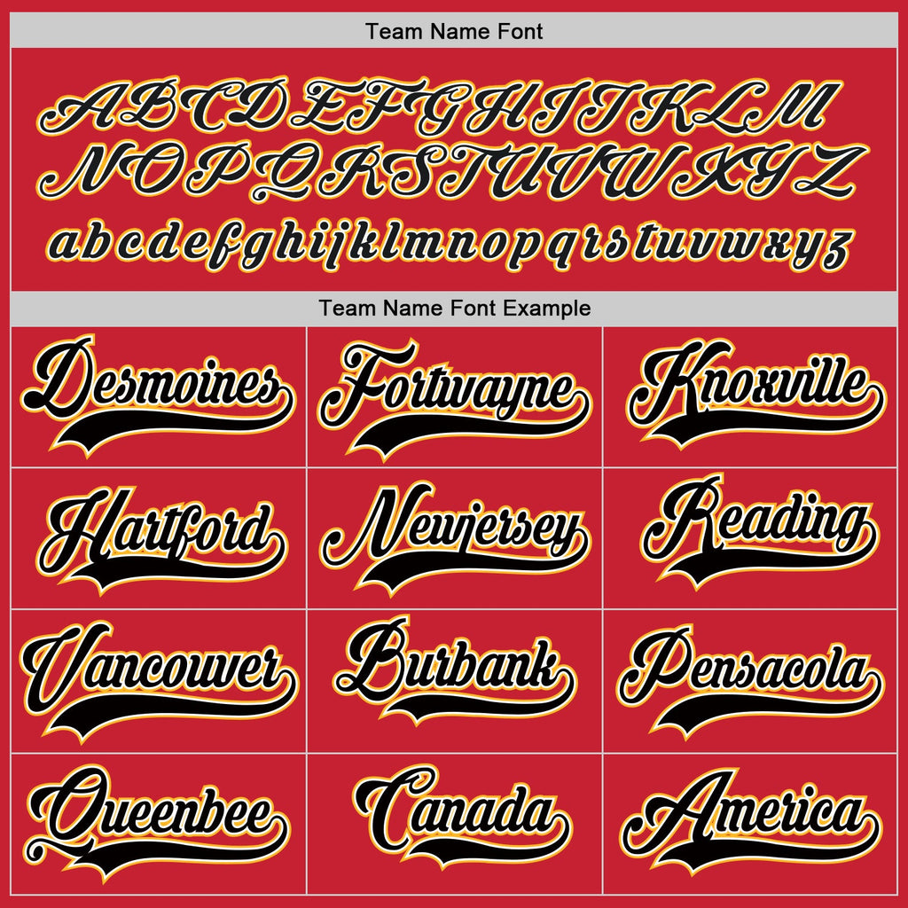 Custom Red Black-Gold Hockey Jersey