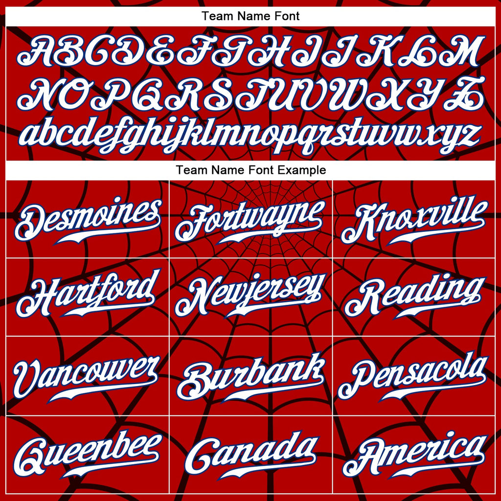 Custom Red White-Royal 3D Pattern Design Spider Web Authentic Baseball Jersey