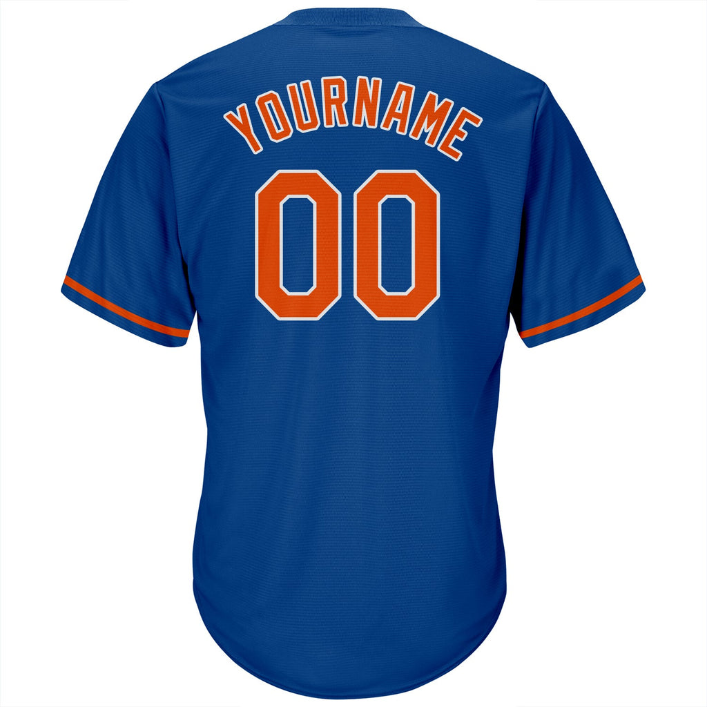 Custom Royal Orange-White Authentic Throwback Rib-Knit Baseball Jersey Shirt