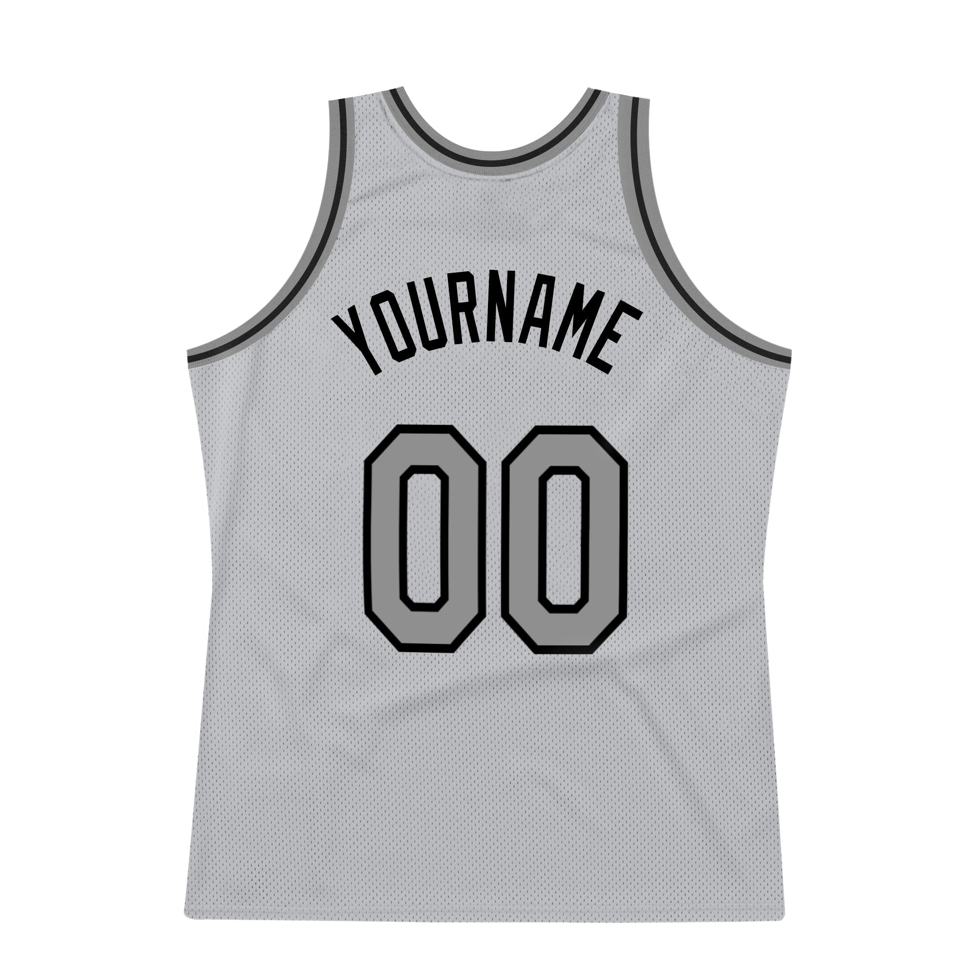 Custom Gray Steel Gray-Black Authentic Throwback Basketball Jersey