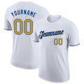 Custom White Old Gold-Royal Performance T-Shirt